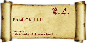 Matók Lili névjegykártya